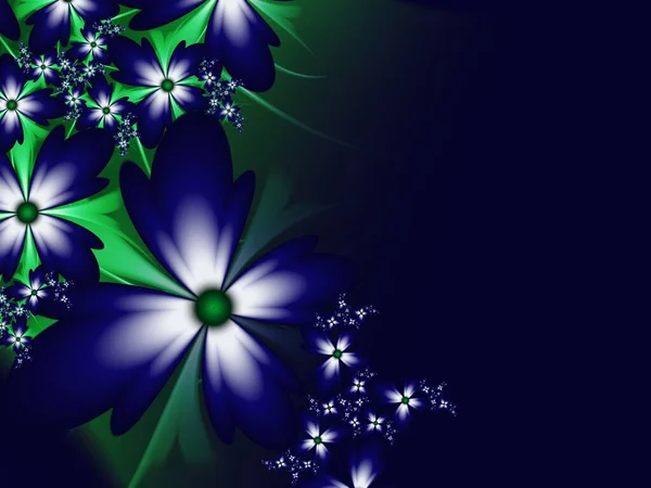 Fraktales Bild Mit Blumen Auf Dunklem Hintergrund Vorlage Mit Platz — Stockfoto