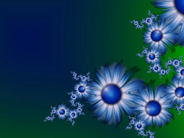 Blue and purple fractal illustration  background with flower. Creative element for design. Fractal flower rendered by math algorithm. Digital artwork for creative graphic design.