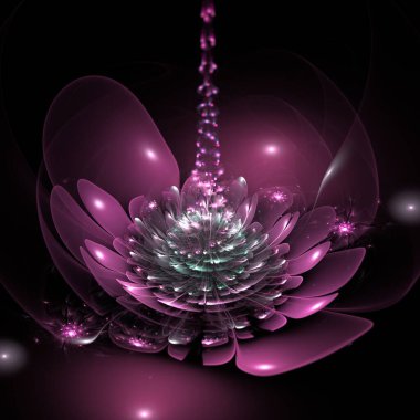 Koyu fraktal çiçek, yaratıcı grafik tasarımı için dijital sanat çalışması