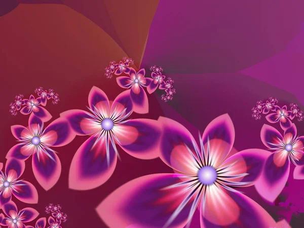Lila Fraktal Illustration Som Bakgrund Med Blomma Kreativt Element För — Stockfoto