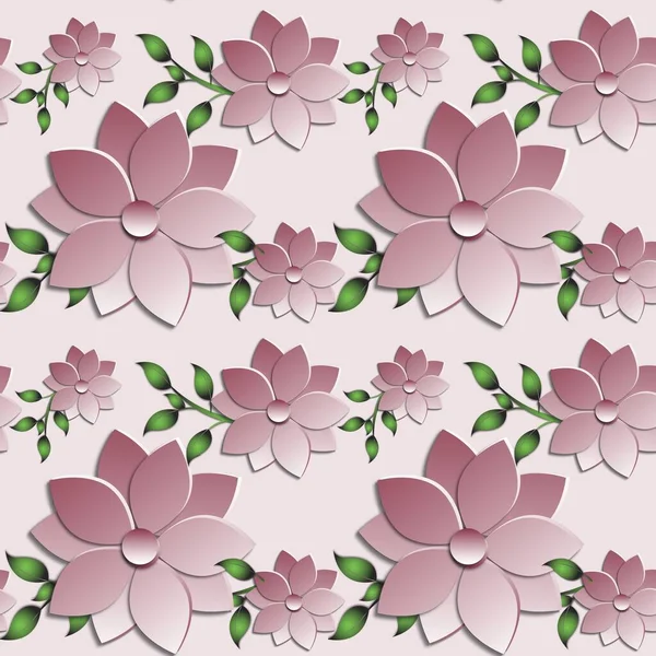 Fashion Seamless Pattern Plastic Flowers Made Cut Paper Flower Style — Stock Photo, Image