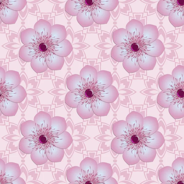 Fashion Seamless Pattern Plastic Flowers Made Cut Paper Flower Style — Stock Photo, Image