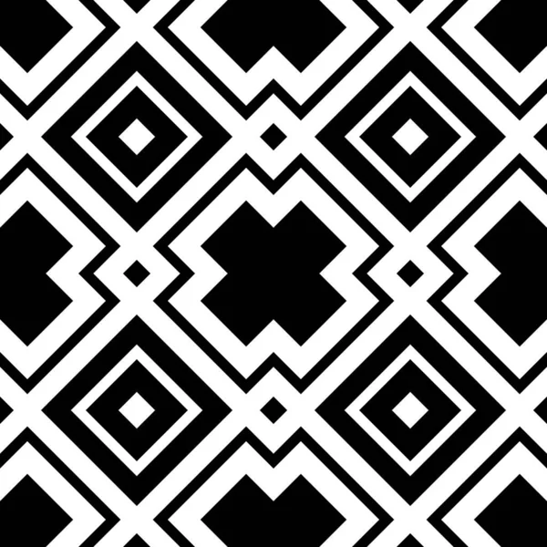 Lines, strokes, squares ornament. Black and white seamless pattern.  Ancient mosaic. Digital paper print. Seamless background.