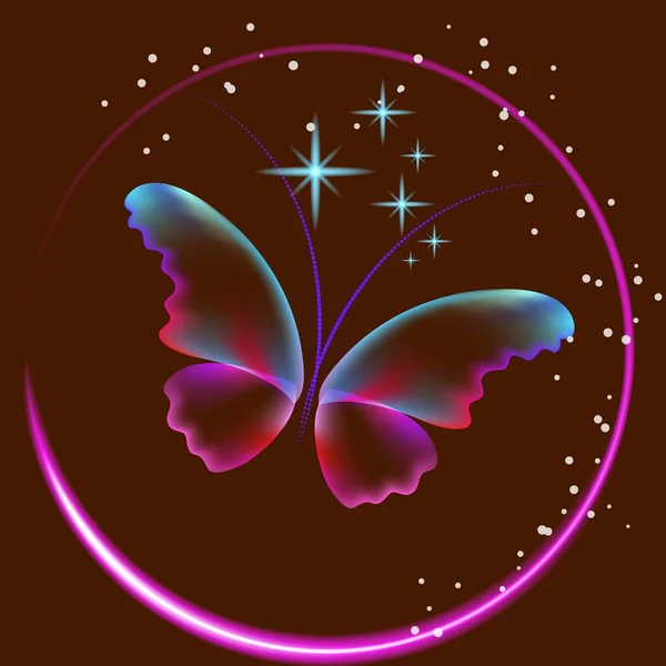 Leuchtendes Bild Mit Magischen Schmetterlingen Transparenter Reflektierender Hintergrund Für Grafische — Stockfoto