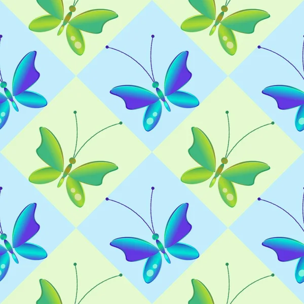 Motif Joyeux Avec Des Papillons Colorés Modèle Régulier Sans Couture — Photo