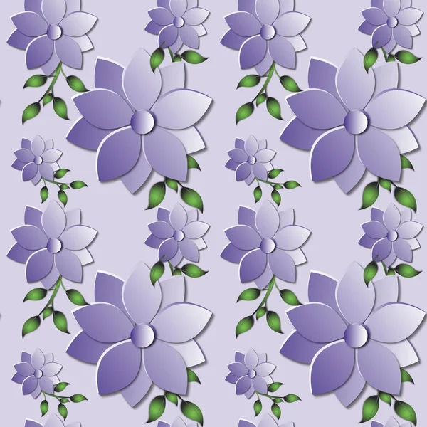 Fashion Seamless Pattern Plastic Flowers Made Cut Paper Flower Style — Stock Photo, Image