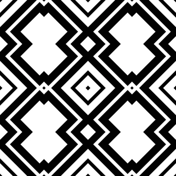 正方形装饰品 黑白无缝图案 古老的马赛克 数码纸打印 无缝隙背景 — 图库照片