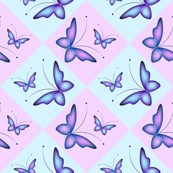 Cheerful Pattern Colorful Butterflies Regular Seamless Pattern Seamless Pattern Funny — Stock Photo, Image