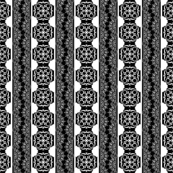 Lines Strokes Squares Ornament Black White Seamless Pattern Ancient Mosaic — Stock Photo, Image