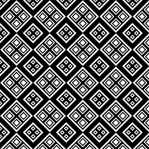 Lines Strokes Squares Ornament Black White Seamless Pattern Ancient Mosaic — Stock Photo, Image