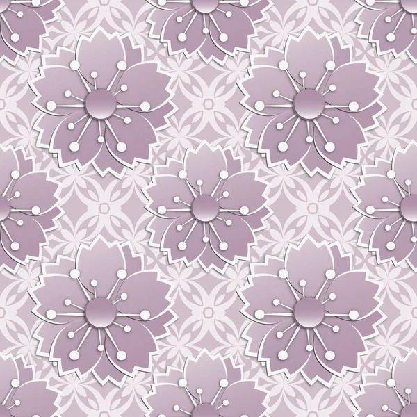 Fashion Seamless Pattern Plastic Flowers Made Cut Paper Flower Style — Stock Photo, Image