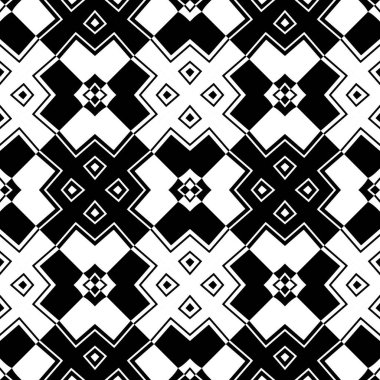 Çizgiler, vuruşlar, kareler, süsler. Siyah ve beyaz pürüzsüz desen. Antik mozaik. Dijital kağıt baskısı. Kusursuz arkaplan.