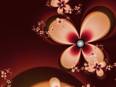 Sarı çiçekli orijinal fraktal görüntü. Metninizi eklemek için yer ile şablon. Arka plan olarak fraktal sanat