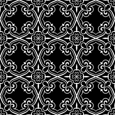  Soyut parçalarla tek renkli arkaplan. Düzenli siyah-beyaz desen. Tekstil tasarımı, yüzey dokuları, ambalaj kağıdı için soyut arkaplan.