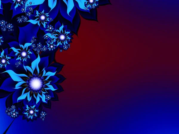 Çiçekli Mavi Fraktal Çizim Tasarım Için Yaratıcı Öge Metin Için — Stok fotoğraf