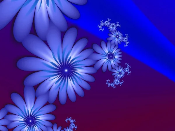 Fondo Ilustración Fractal Azul Con Flor Elemento Creativo Para Diseño — Foto de Stock