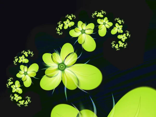 Original Fractal Image Green Flowers Template Place Inserting Your Text — Stock Photo, Image