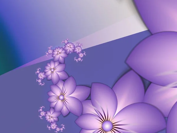 Purple fractal illustration as  background with flower. Creative element for design. Fractal flower rendered by math algorithm. Digital artwork for creative graphic design.