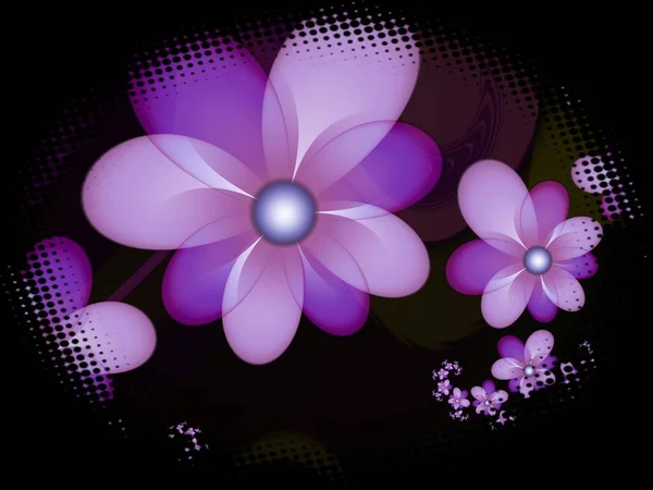 Dekoratives Etikett Mit Fraktaler Blume Fraktale Blume Als Hintergrund Für — Stockfoto