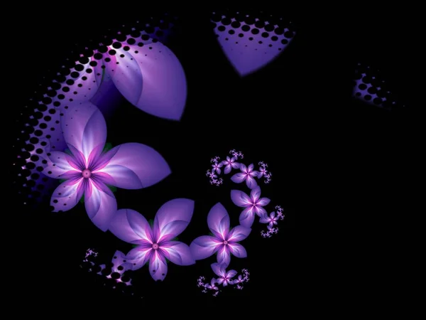 Dekoratives Etikett Mit Fraktaler Blume Fraktale Blume Als Hintergrund Für — Stockfoto