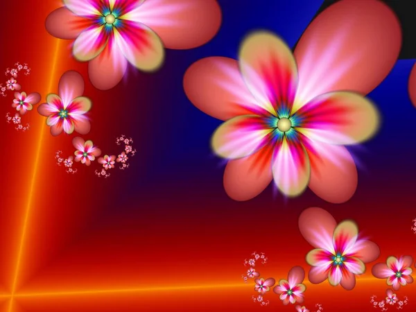 Orangefarbenes Fraktalbild Als Hintergrund Mit Blume Kreatives Element Für Design — Stockfoto