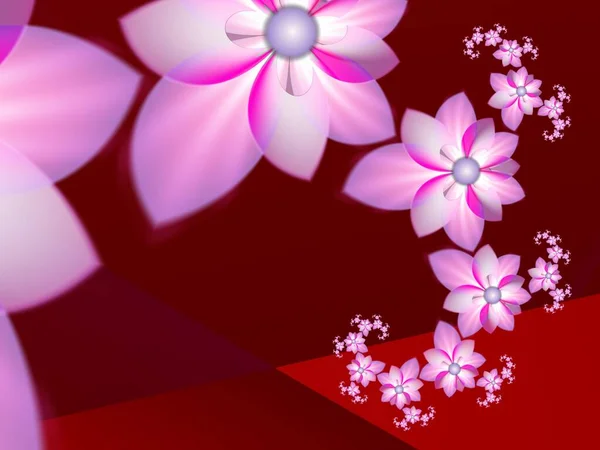 花と背景として紫のフラクタルイラスト デザインのための創造的な要素 数学アルゴリズムによってレンダリングされた分数の花 創造的なグラフィックデザインのためのデジタルアートワーク — ストック写真