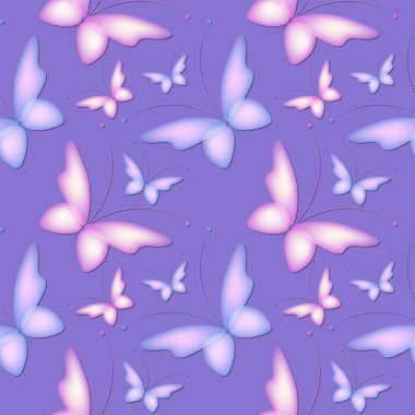 Renkli kelebeklerle neşeli bir desen. Düzenli, pürüzsüz desen. Kusursuz desen, komik arka plan..
