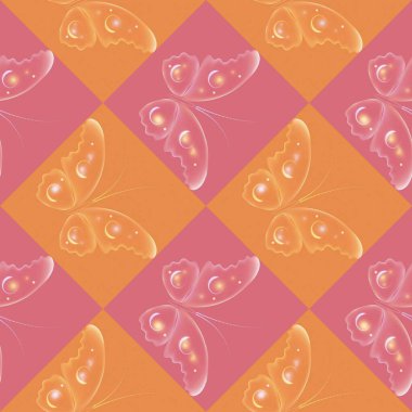 Renkli kelebeklerle neşeli bir desen. Düzenli, pürüzsüz desen. Kusursuz desen, komik arka plan..