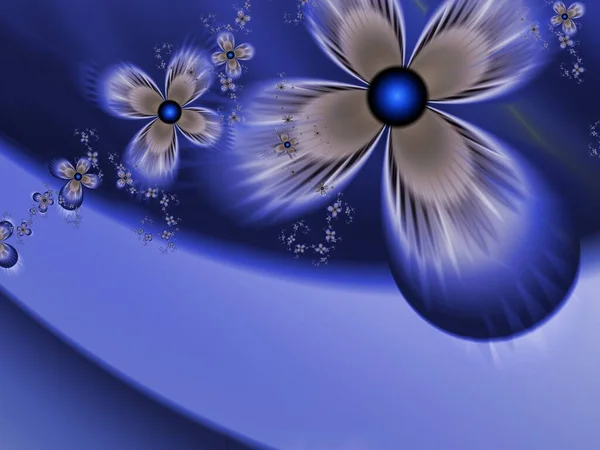 Illustration Fractale Bleue Avec Fleur Élément Créatif Pour Design Création — Photo