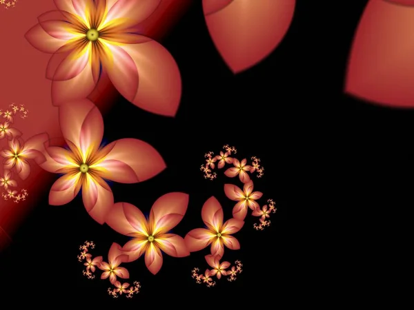 Oranje Fractal Afbeelding Als Achtergrond Met Bloem Creatief Element Voor — Stockfoto