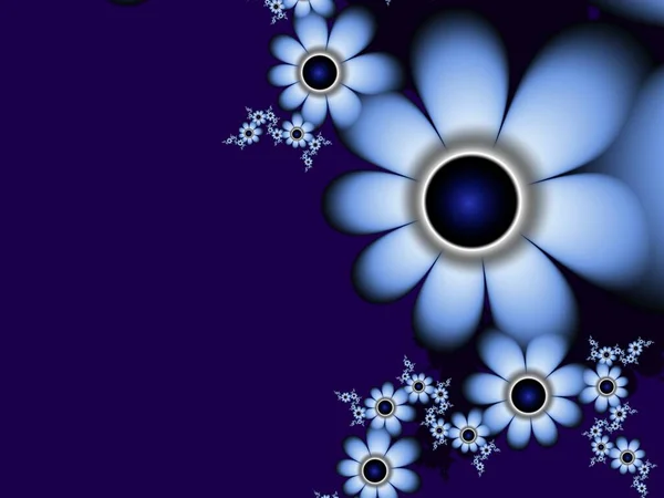 Fundo Ilustração Fractal Azul Com Flor Elemento Criativo Para Design — Fotografia de Stock