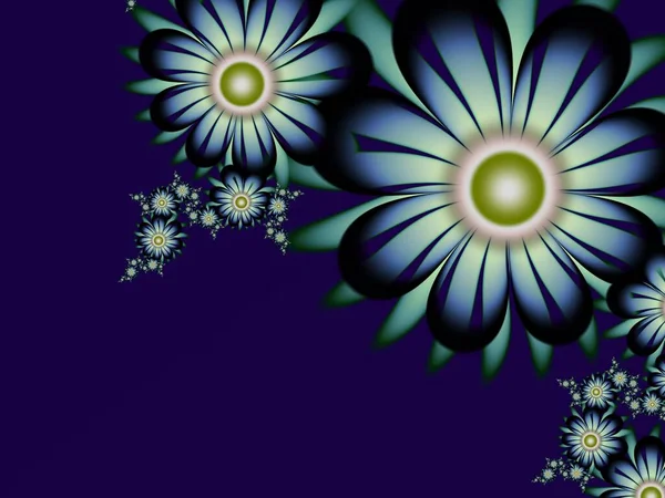 Fondo Ilustración Fractal Azul Con Flor Elemento Creativo Para Diseño — Foto de Stock
