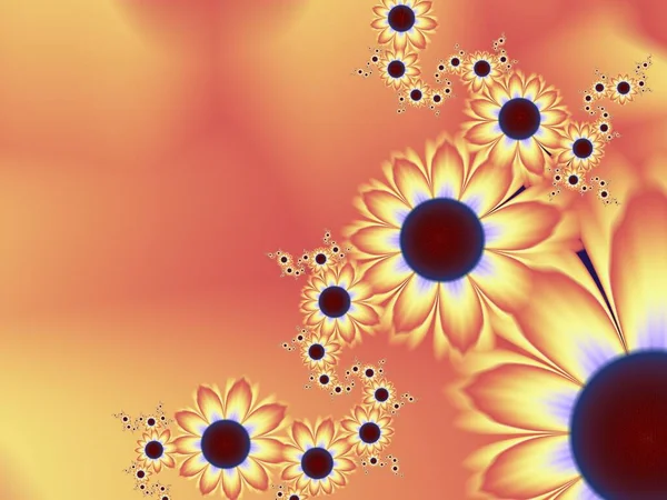 Помаранчеве Фрактальне Зображення Фон Квіткою Творчий Елемент Дизайну Фрактальна Квітка — стокове фото