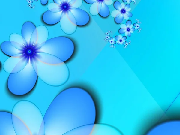 Kék Fraktál Illusztráció Háttér Virág Kreatív Elem Tervezéshez Eredeti Digitális — Stock Fotó