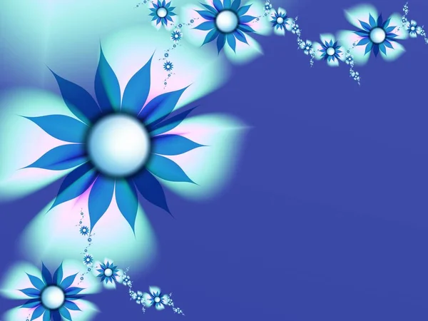 Blue Fractal Illustration Background Flower Creative Element Design Original Digital — Stock Photo, Image