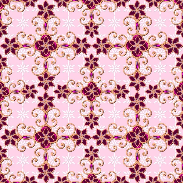 Vintage Jewelry Seamless Pattern Colored Gems — Stock Photo, Image