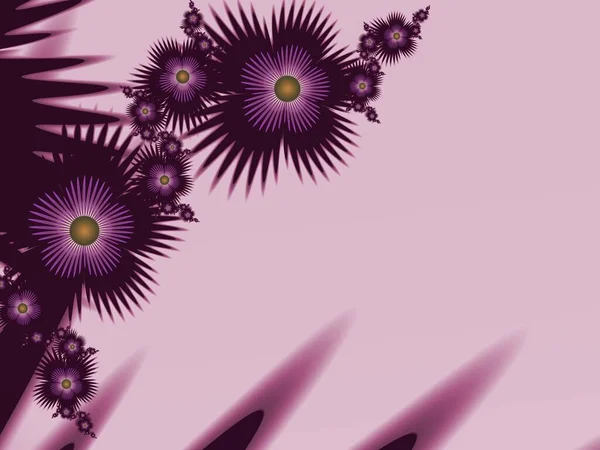 Purple fractal illustration  background with flower. Creative element for design. Fractal flower rendered by math algorithm. Digital artwork for creative graphic design.