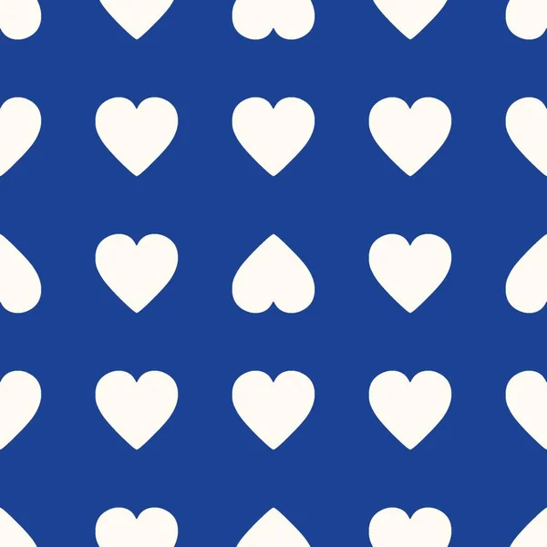 Modré Bílé Bezešvé Pozadí Srdcem — Stock fotografie