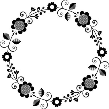 Black white square frames with flowers 