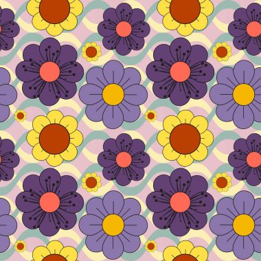 Renkli çiçekler kusursuz bir desen. Çiçekli çok renkli arkaplan