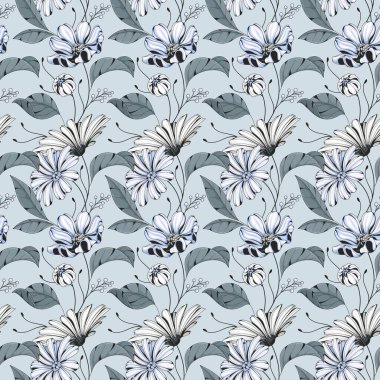 Renkli çiçekler kusursuz bir desen. Çiçekli çok renkli arkaplan