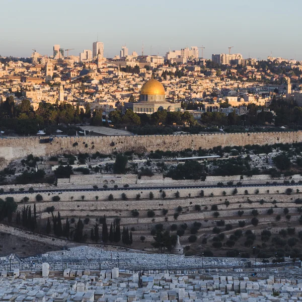 Старе місто Єрусалиму, в світі найбільше кладовище на передньому плані Ліцензійні Стокові Фото