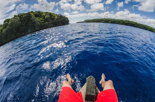 Sitting on a boat in tropocal islands — Stock Photo, Image