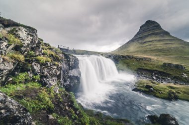 Kirkjufell waterfall landscape, Iceland clipart