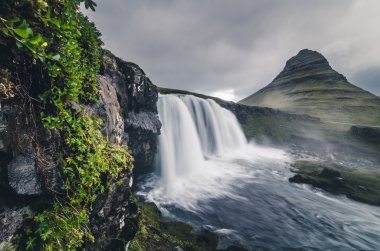 Kirkjufell waterfall landscape, Iceland clipart
