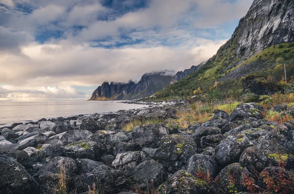 Okshornan, boğa boynuzları aralığı Senja, Norveç — Stok fotoğraf