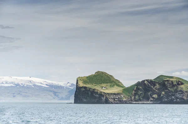 Beroemde Ellidaey eiland met klein huis, IJsland — Stockfoto