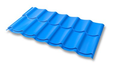 Beyaz arkaplanda metal çatı kiremitleri