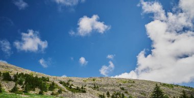 Rusya Bashkortostan. Güney Urallar 'ın ikinci zirvesi, suktash dağından görünen büyük bir dağ olan İremel' dir..