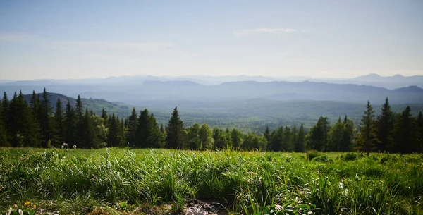 Russia Bashkortostan. The second peak of the Southern Urals is a large mountain Iremel, a view from the mountain of the suktash. — Stock Photo, Image